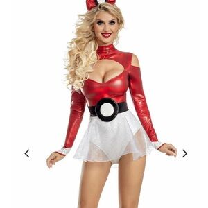 Red and Silver women’s sexy Pokémon poke ball Costume